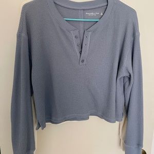 Abercrombie & Fitch waffle crop long sleeve with buttons